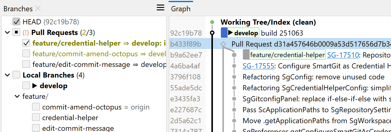 Illustration showing a developer reviewing code locally using SmartGit, without relying on a central server like GitHub or GitLab.
