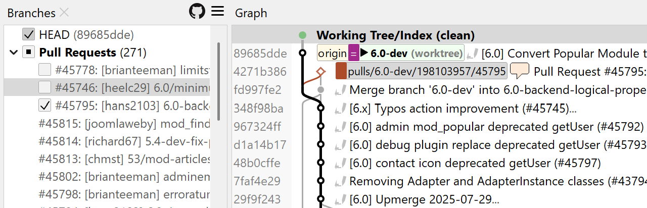 SmartGit streamlines the Git workflows for GitHub: clone the Git repository from GitHub, create pull requests, review and add comments.