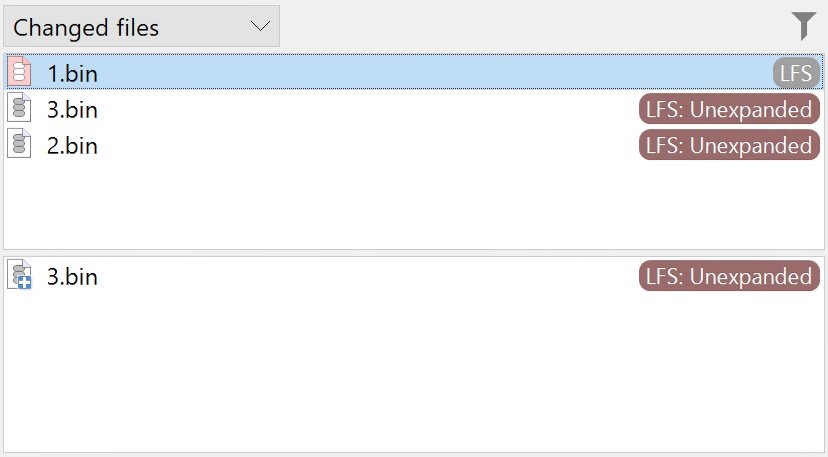 Files view highlighting LFS pointer files with an 'LFS: Unexpanded' badge. | safeHTML }}