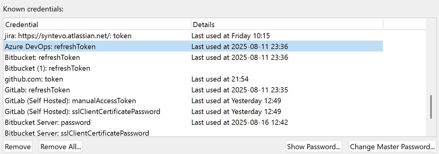 Preferences: manage API tokens and reveal stored passwords with Show Password. | safeHTML }}