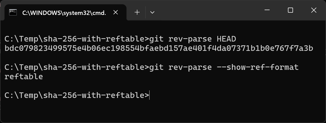 Git 3.0 compatibility with a SHA-256 repository using the reftable ref format