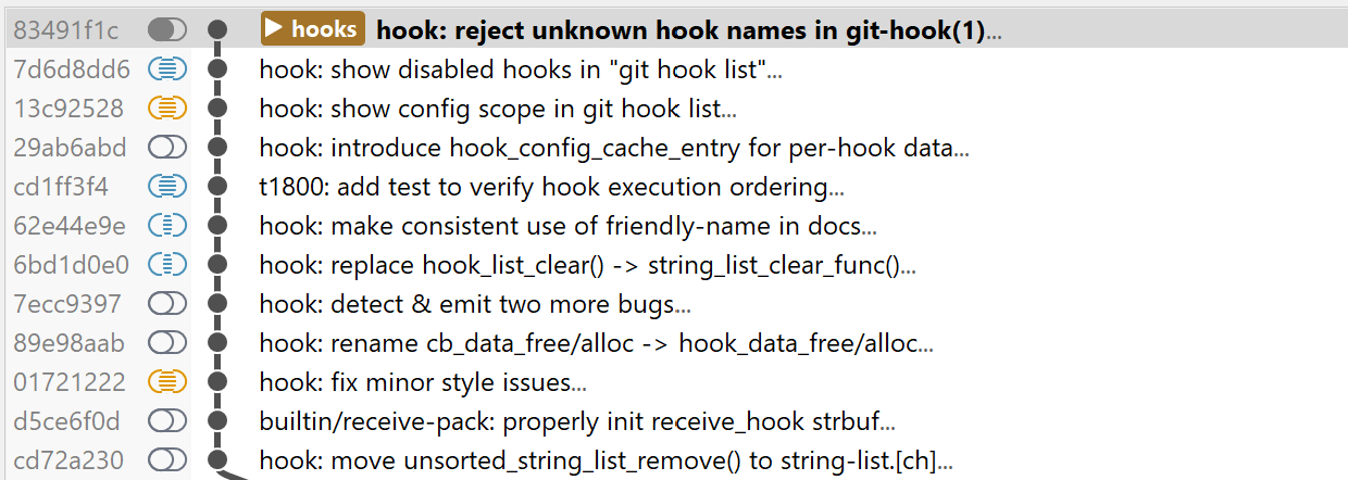 Graph with Commit Overlap column showing overlap states